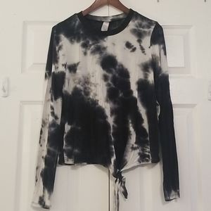 NOBO tie dye waist tie long sleeve tee